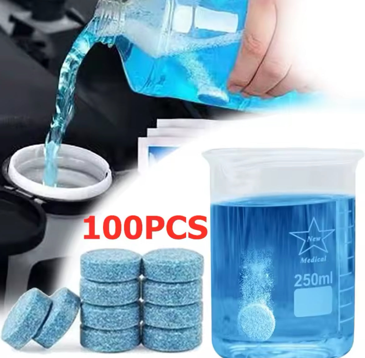 Windshield Washer Fluid Tablets (100 Pcs)